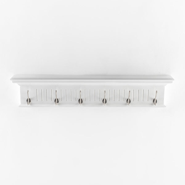 Skansen Coat Rack 6 Hooks in white solid mahogany