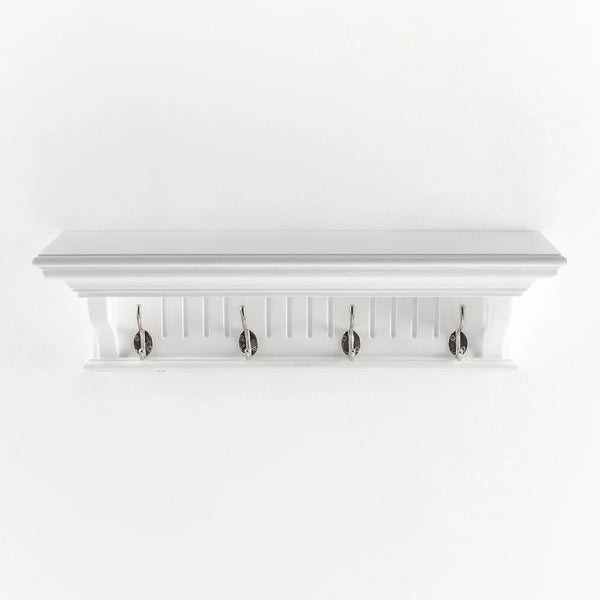 Skansen Provincial Coat Rack 4 Hooks in white solid mahogany