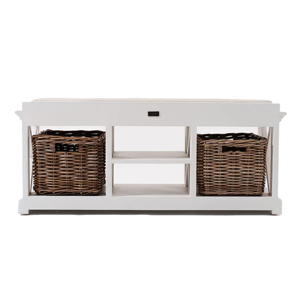 Halifax Bench Seat With Cushion - White | Marcottestyle
