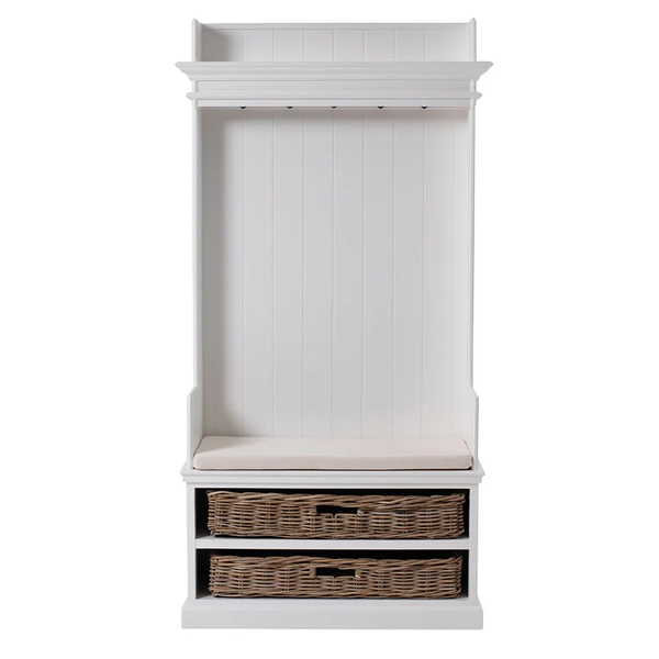 Halifax Coat Hanger Unit With Baskets - White | Marcottestyle