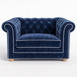 Velours Bleu marine avec passepoil blanc