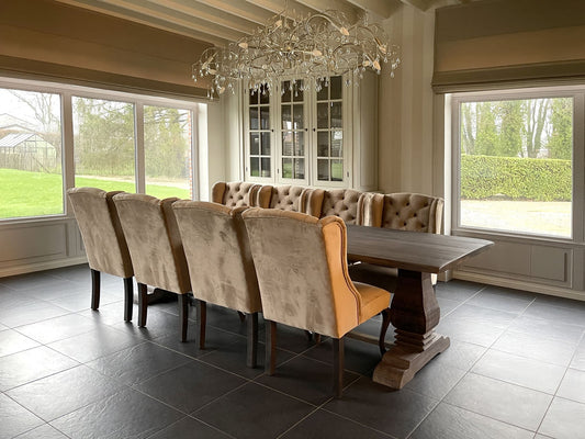 Solid oak country dining table made to measure by Marcotte Style
