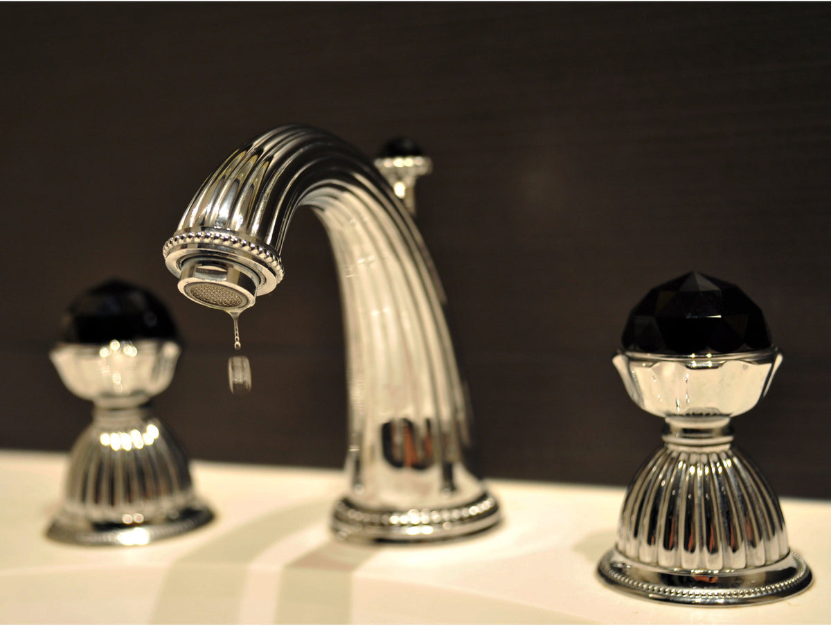 Artica Three holes basin set with Swarovski black crystal in interior - Bronces Mestre