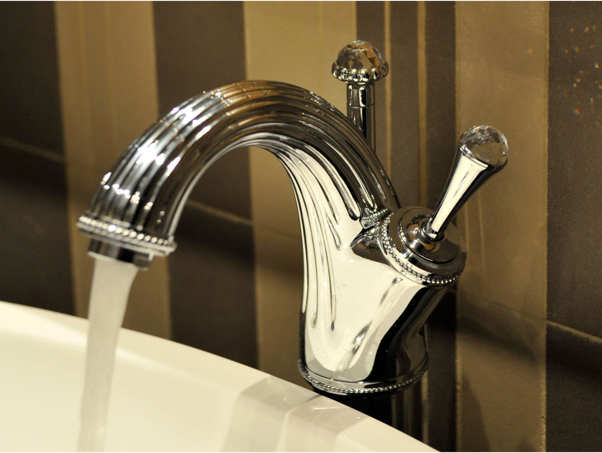 Artica Basin monolever joystick mixer with Swarovski crystal in interior - Bronces Mestre