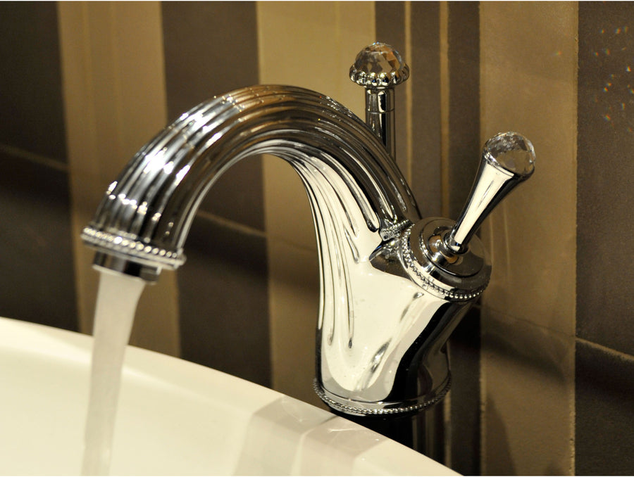 Artica Basin monolever joystick mixer with Swarovski crystal in interior - Bronces Mestre