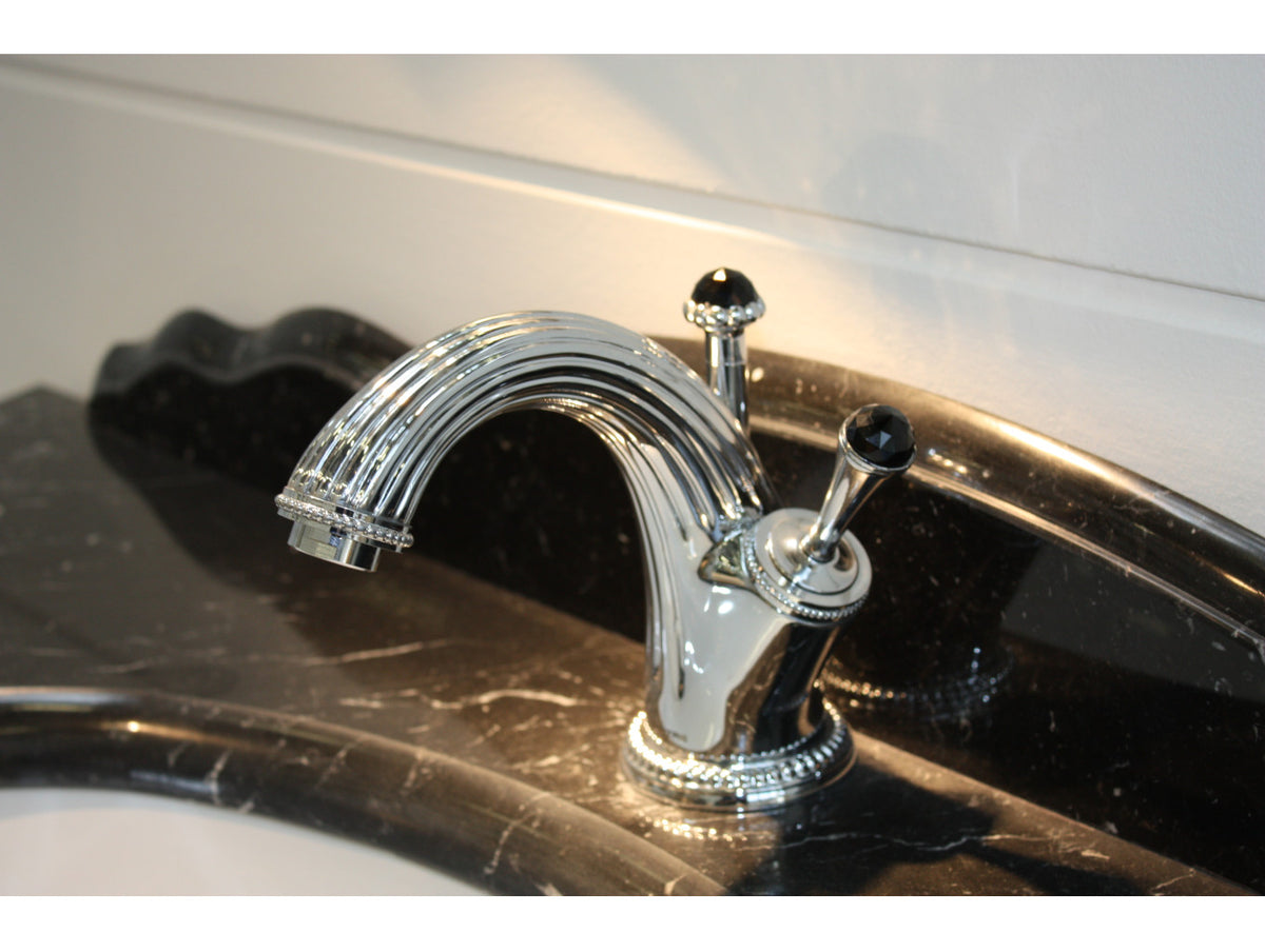 Artica Basin monolever joystick mixer with Swarovski black crystal in interior - Bronces Mestre