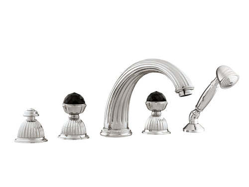 Artica Five holes bath set with Swarovski black crystal