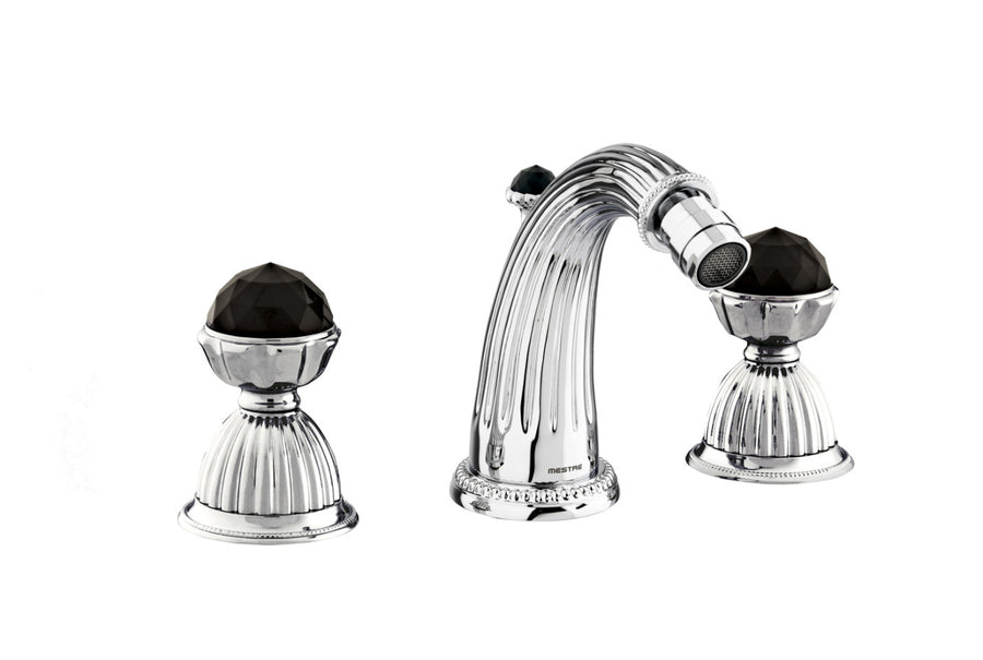 Bronces Mestre Artica Three holes bidet set with spout and Swarovski black crystal - 033221
