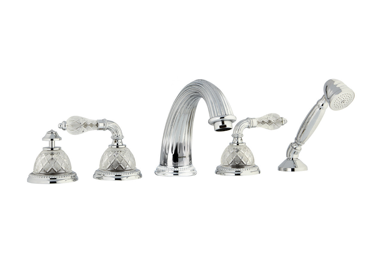 Bronces Mestre Regency Five holes bath set with classical crystal - 033316