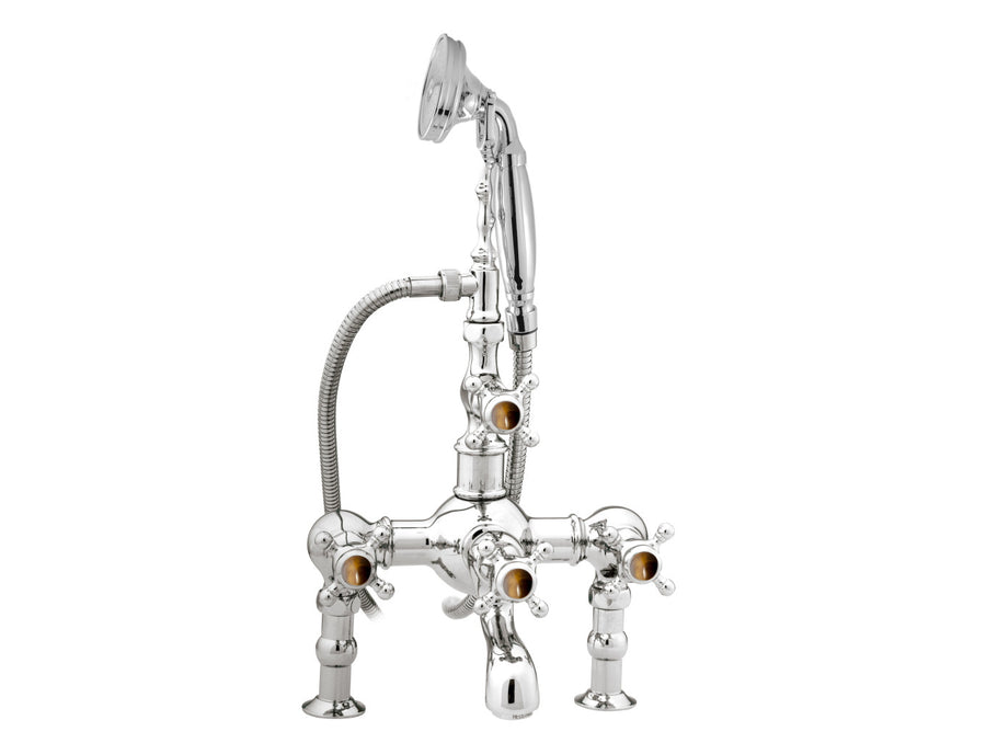 Bronces Mestre Atlantica Precious Bath shower set for deck with tiger eye stone - 035011