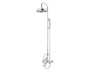 Bronces Mestre Retro Bath shower set with column and black porcelain handles - 035016-CN0