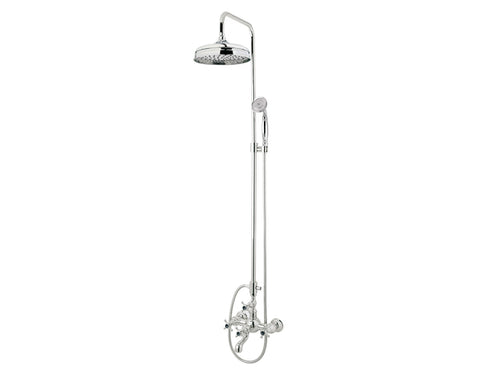 Retro Bath shower set with column and black porcelain handles