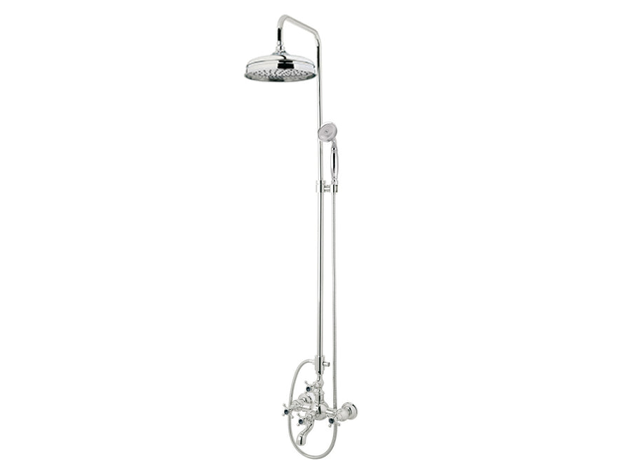 Bronces Mestre Retro Bath shower set with column and black porcelain handles - 035016-CN0