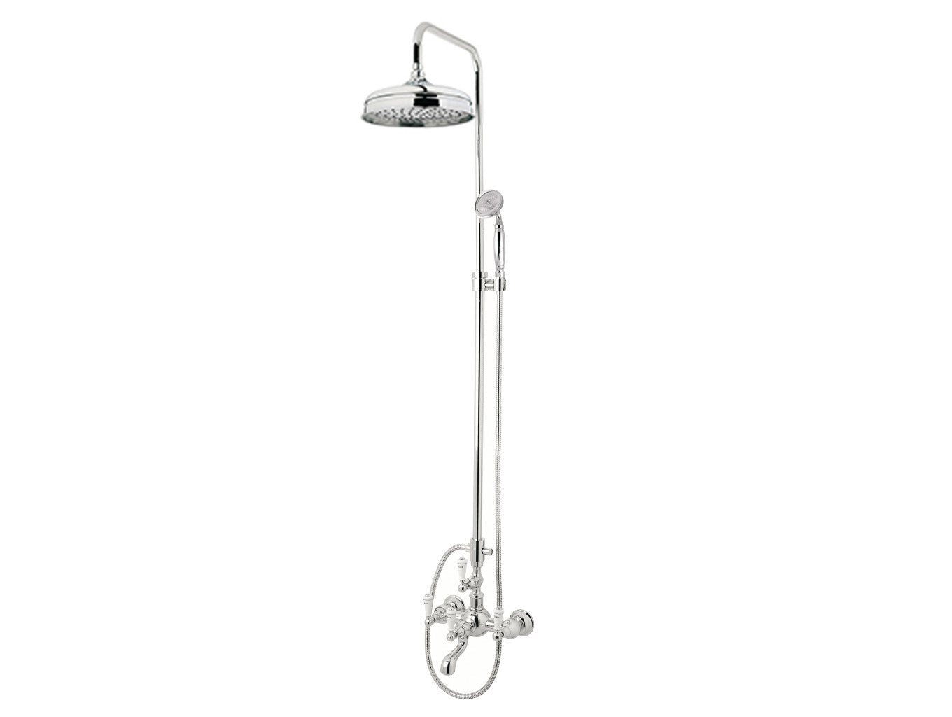 Bronces Mestre Retro Bath shower set with column and porcelain handles - 035016-MC0