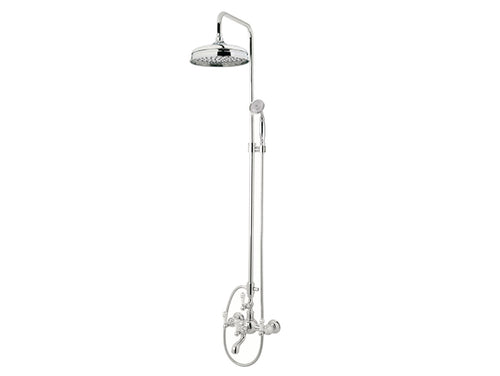 Retro Bath shower set with column and porcelain handles