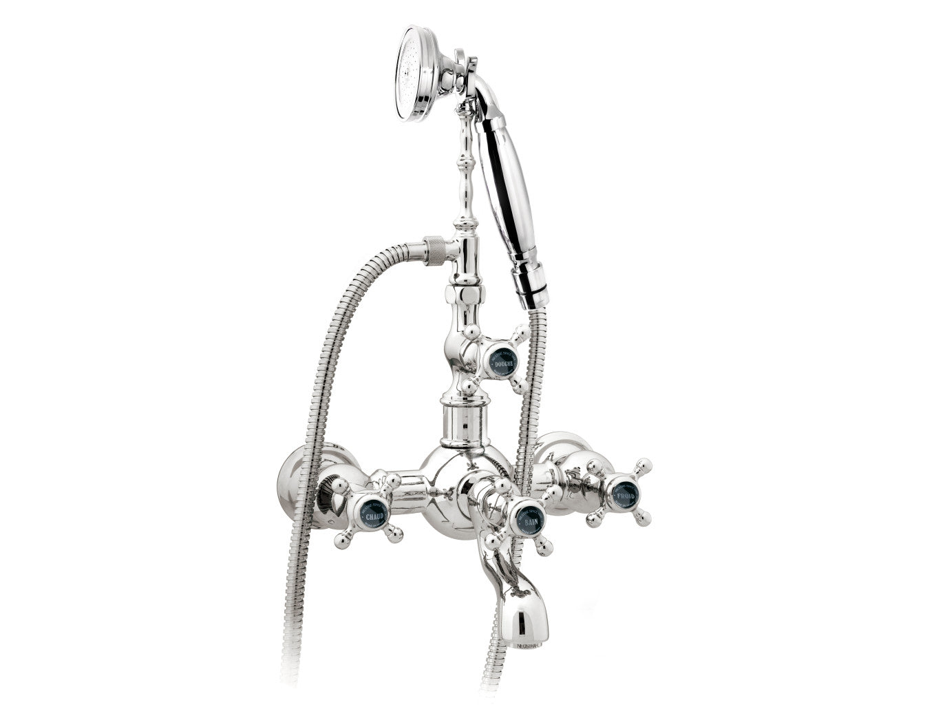 Bronces Mestre Retro Bath shower set with black porcelain - 035016-N00