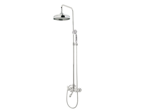 Retro Bath shower set with column and porcelain handles