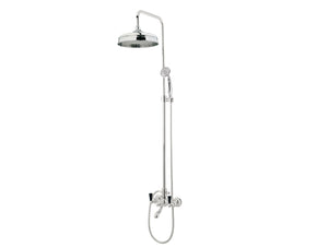 Bronces Mestre Retro Bath shower set with column and black porcelain handles - 035018-MCN