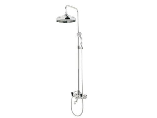 Retro Bath shower set with column and black porcelain handles