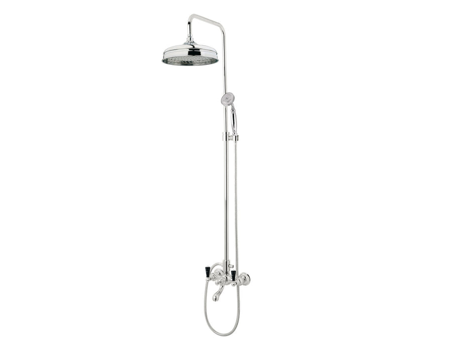 Bronces Mestre Retro Bath shower set with column and black porcelain handles - 035018-MCN