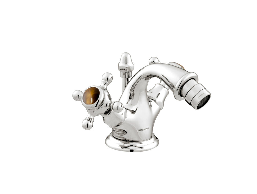 Bronces Mestre Atlantica Precious One hole bidet mixer with tiger eye stone - 035020