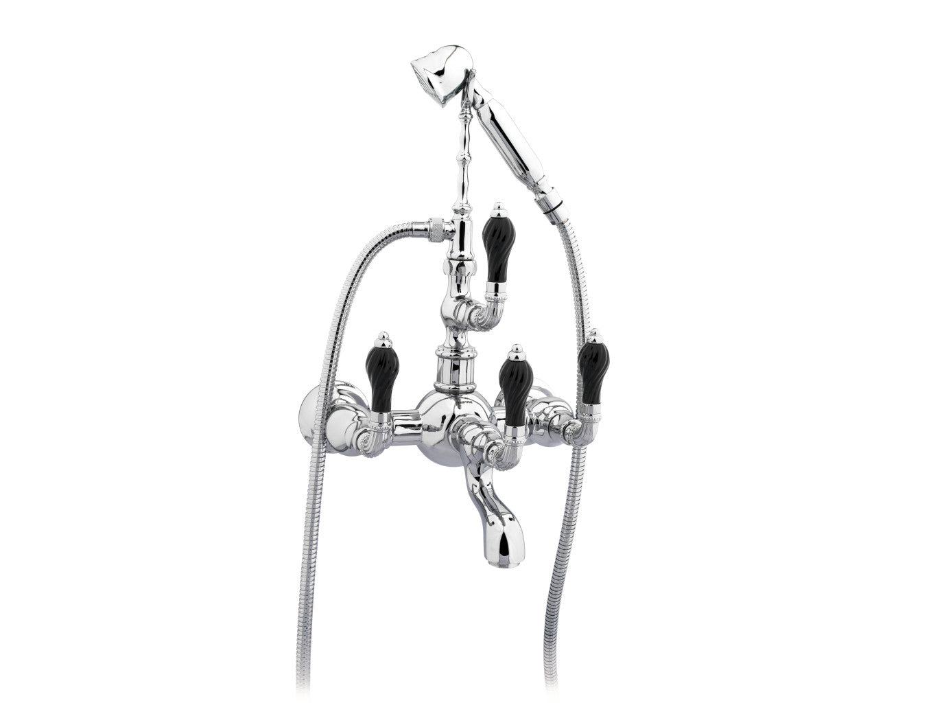 Bronces Mestre Artica Bath shower set with black porcelain twisted - 035516-NSL