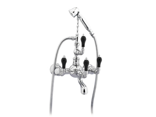 Artica Bath shower set with black porcelain twisted
