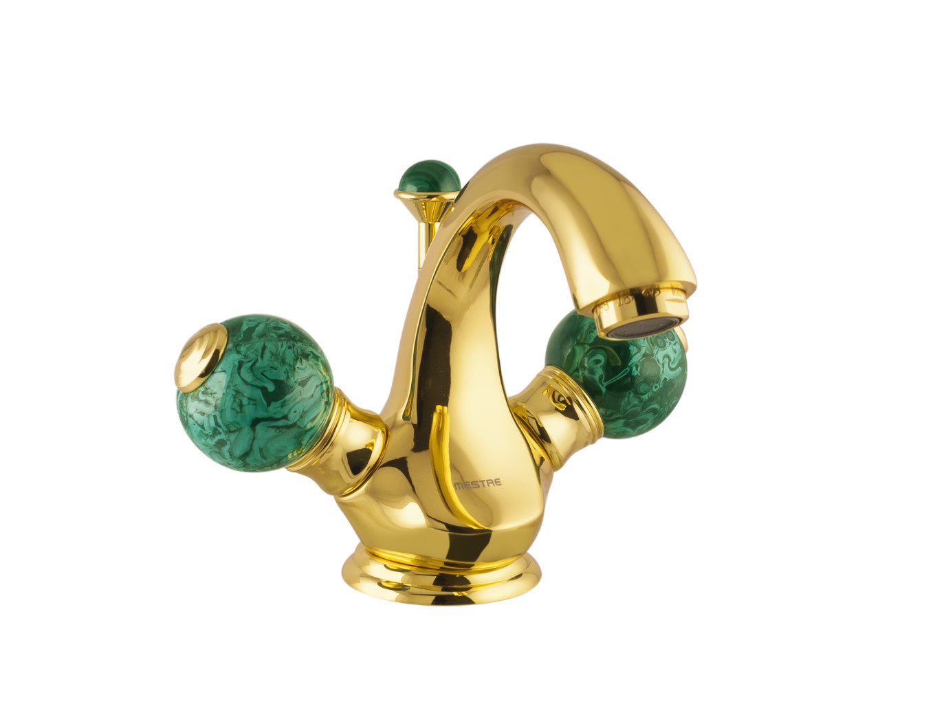 Bronces Mestre Atlantica Precious One hole basin mixer with malachite stone - 036105