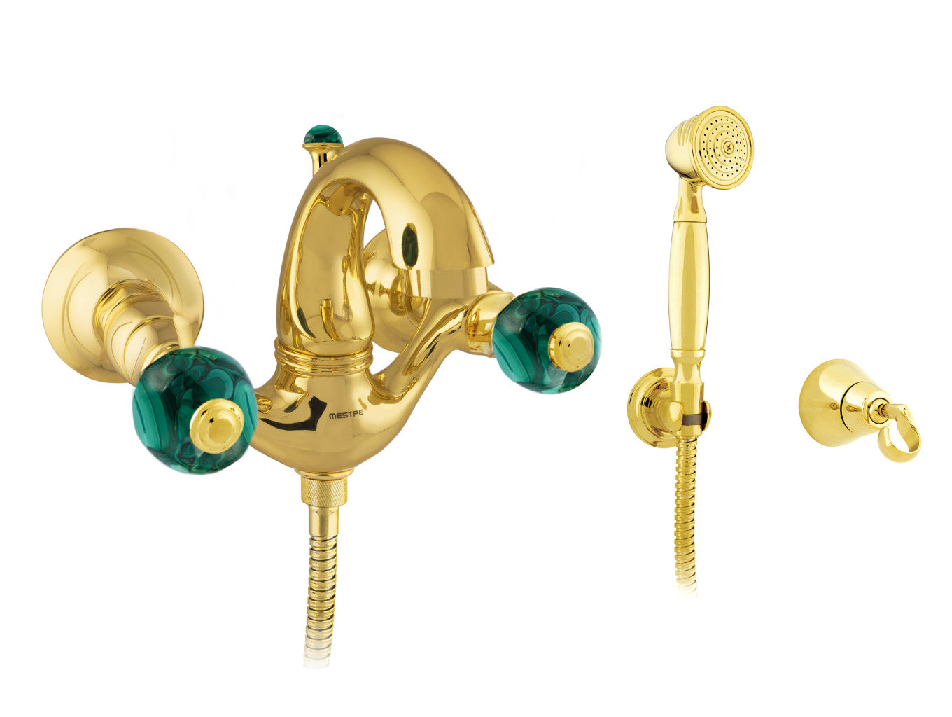 Bronces Mestre Atlantica Precious Bath shower set with malachite stone - 036118