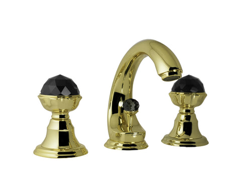 Atlantica Three holes basin set with Swarovski black crystal