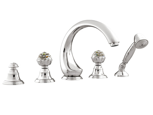 Bronces Mestre Atlantica Five holes bath set with Swarovski crystal - 036216