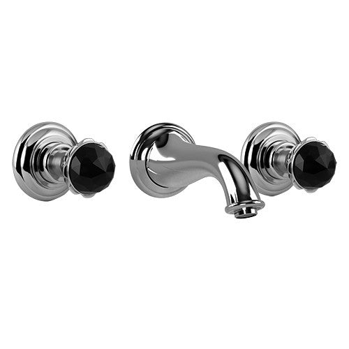 Bronces Mestre Atlantica Three holes wall basin set with Swavoski black crystal - 036233