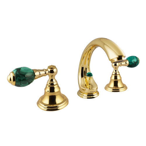 Bronces Mestre Atlantica Precious Three holes basin set with malachite stone - 036801