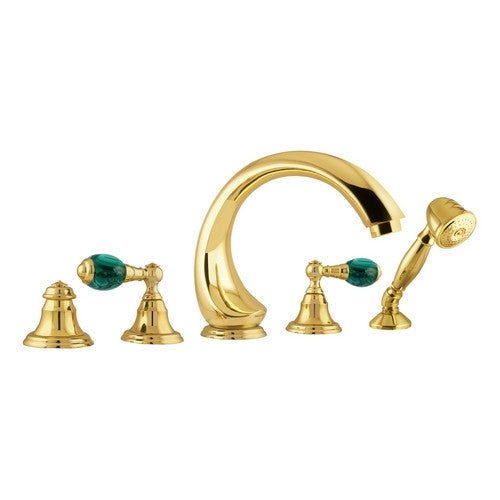 Bronces Mestre Atlantica Precious Five holes bath set with malachite stone - 036816