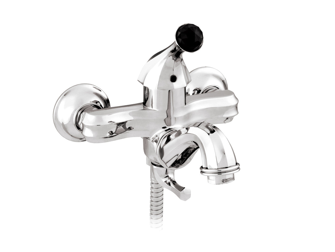Bronces Mestre Indica Bath Shower Monolever Mixer with Black Swarovski Crystal - 038112 - Bright Chrome