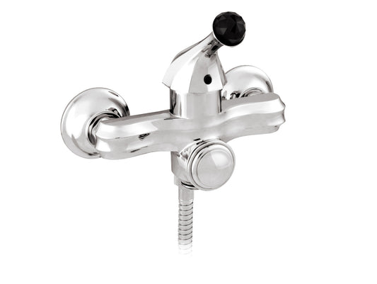 Bronces Mestre Indica Bath Monolever with Black Swarovski Crystal - 038113 - Bright Chrome