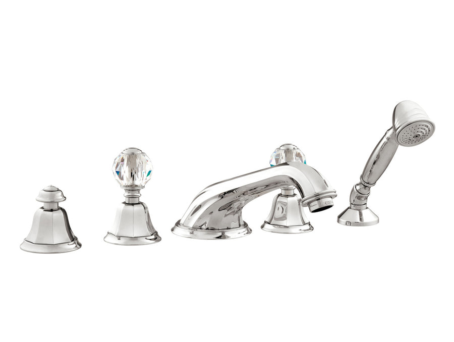 Bronces Mestre Indica Five-Hole Bath Set with Swarovski Crystal - 038116 - Bright Chrome