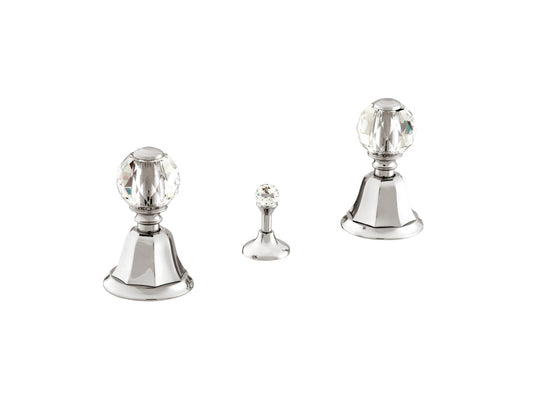 Bronces Mestre Indica Three-Hole Bidet Set with Swarovski Crystal - 038122 - Bright Chrome