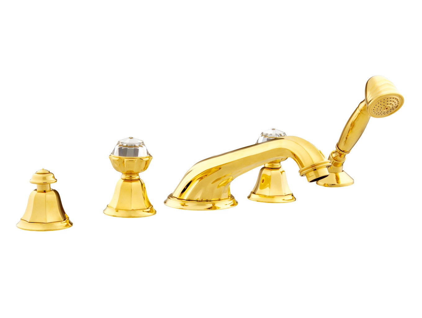 Bronces Mestre Indica Five-Hole Bath Set with Swarovski Crystal - 038216 - Gold 24K