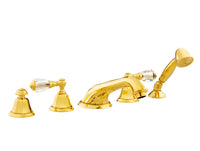 Bronces Mestre Indica Five-Hole Bath Set with Swarovski Crystal - 038616 - Gold 24K
