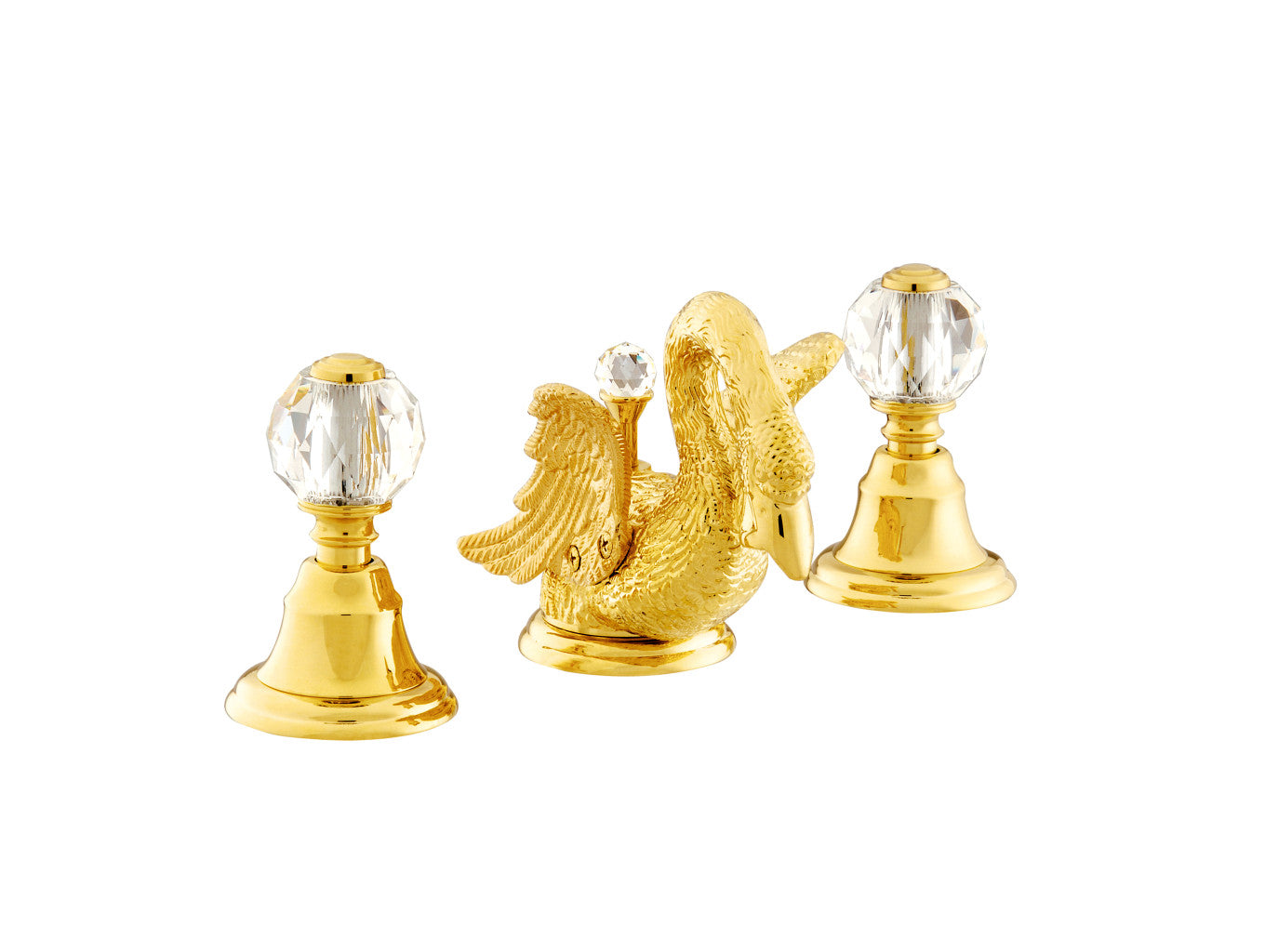 Bronces Mestre Swan Three holes basin set with Swarovski crystal - 039141