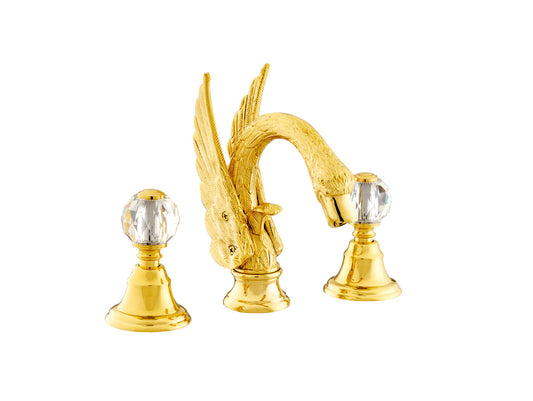 Bronces Mestre Swan Three holes basin set with Swarovski crystal Swan series - 039142