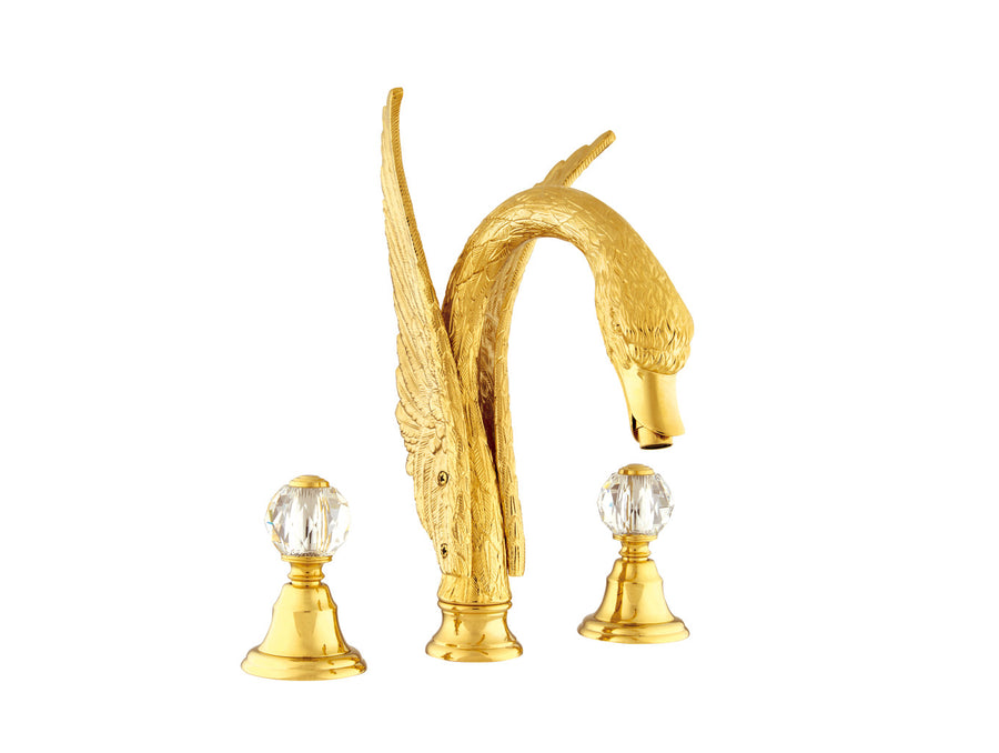 Bronces Mestre Swan Three holes basin set with Swarovski crystal Swan series - 039151