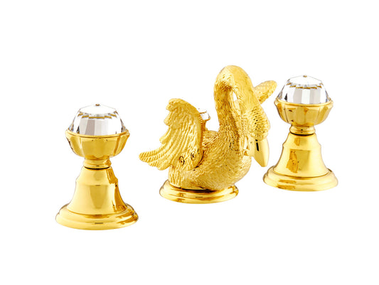 Bronces Mestre Swan Three holes basin set with Swarovski crystal Swan series - 039241