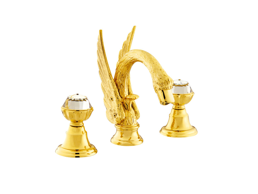 Bronces Mestre Swan Three holes basin set with Swarovski crystal Swan series - 039242