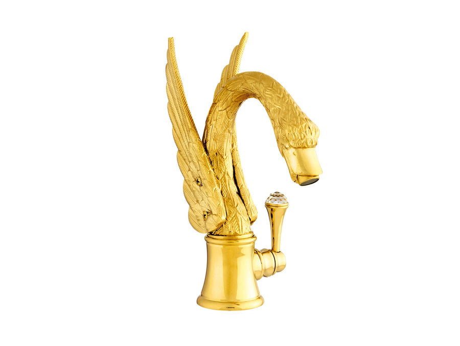 Bronces Mestre Swan Basin monolever progresive mixer with Swarovski crystal - 039243