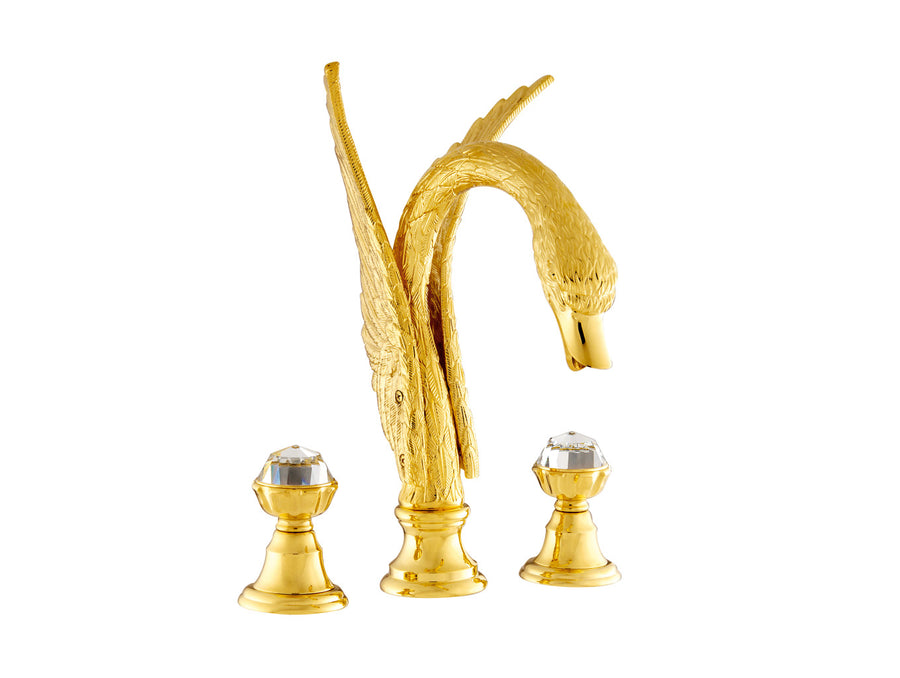 Bronces Mestre Swan Three holes bath set with Swarovski crystal Swan series - 039254