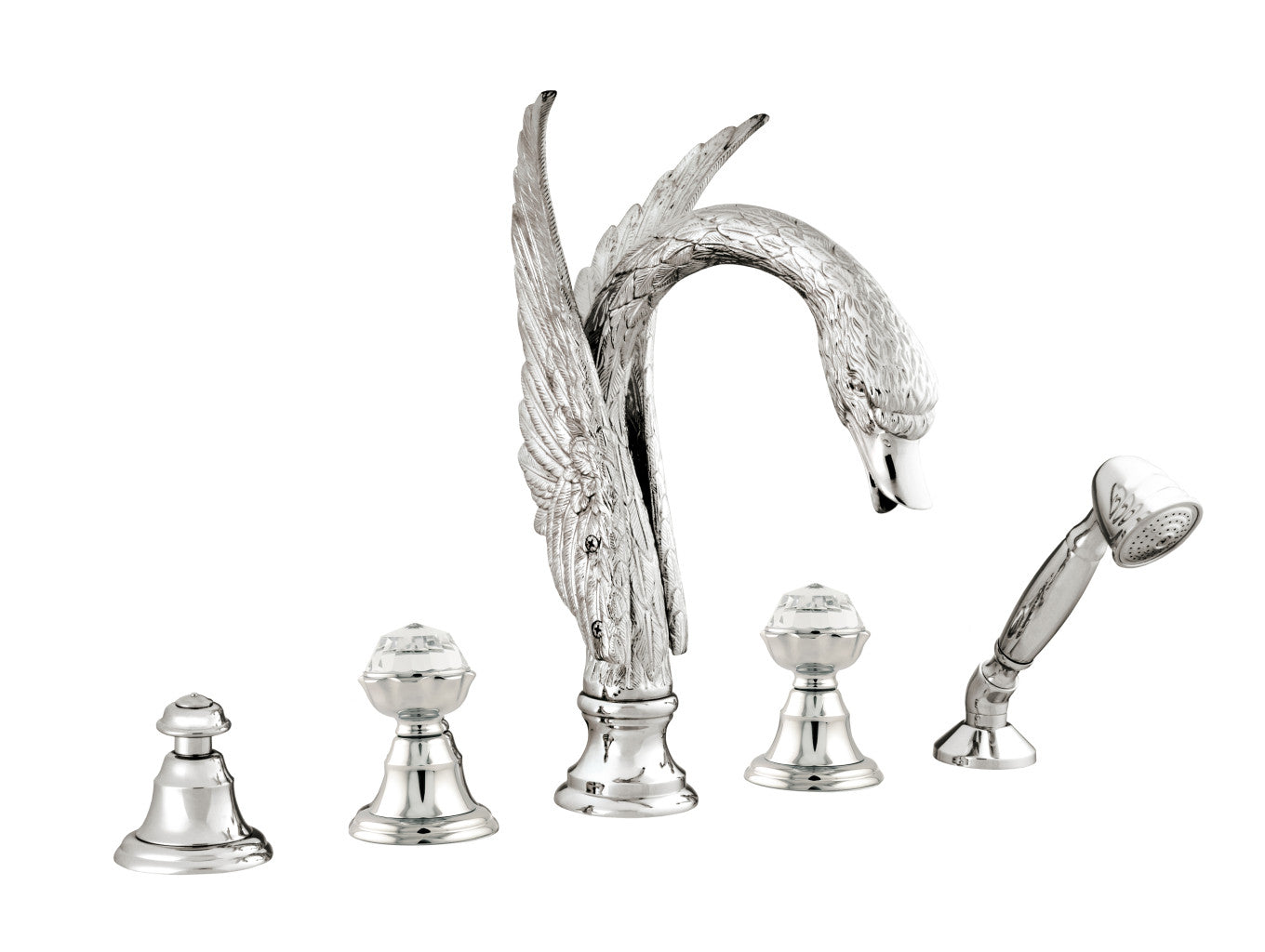Bronces Mestre Swan Five holes bath set with Swarovski crystal - 039256