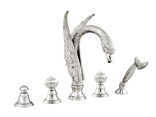 Bronces Mestre Swan Five holes bath set with Swarovski crystal - 039256