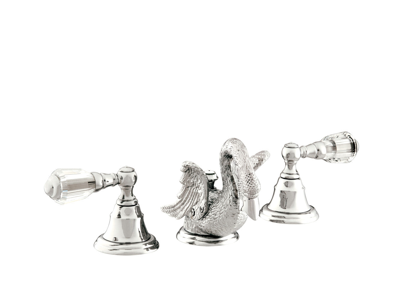 Bronces Mestre Swan Three holes basin set with Swarovski crystal - 039641